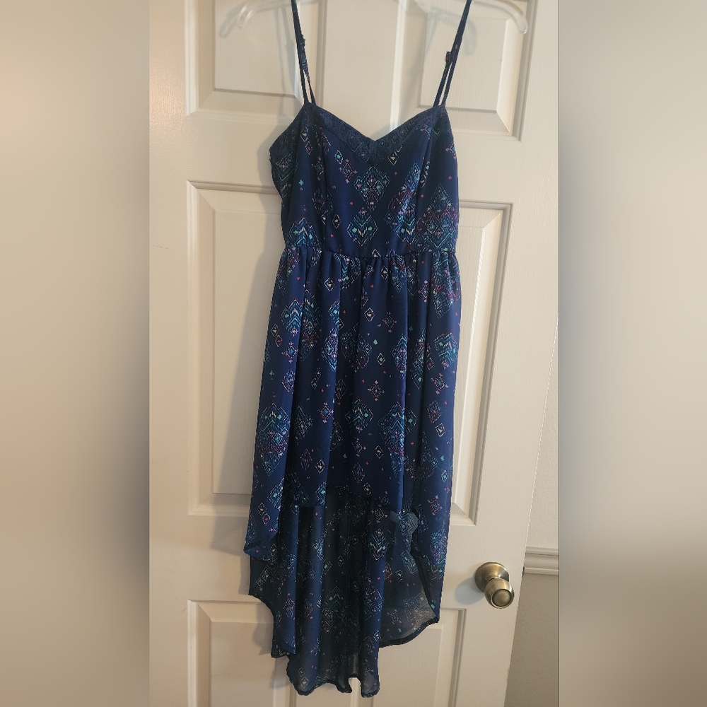 Mimi Chica Blue Pink  Asymmetrical High-Low Sundress Floral